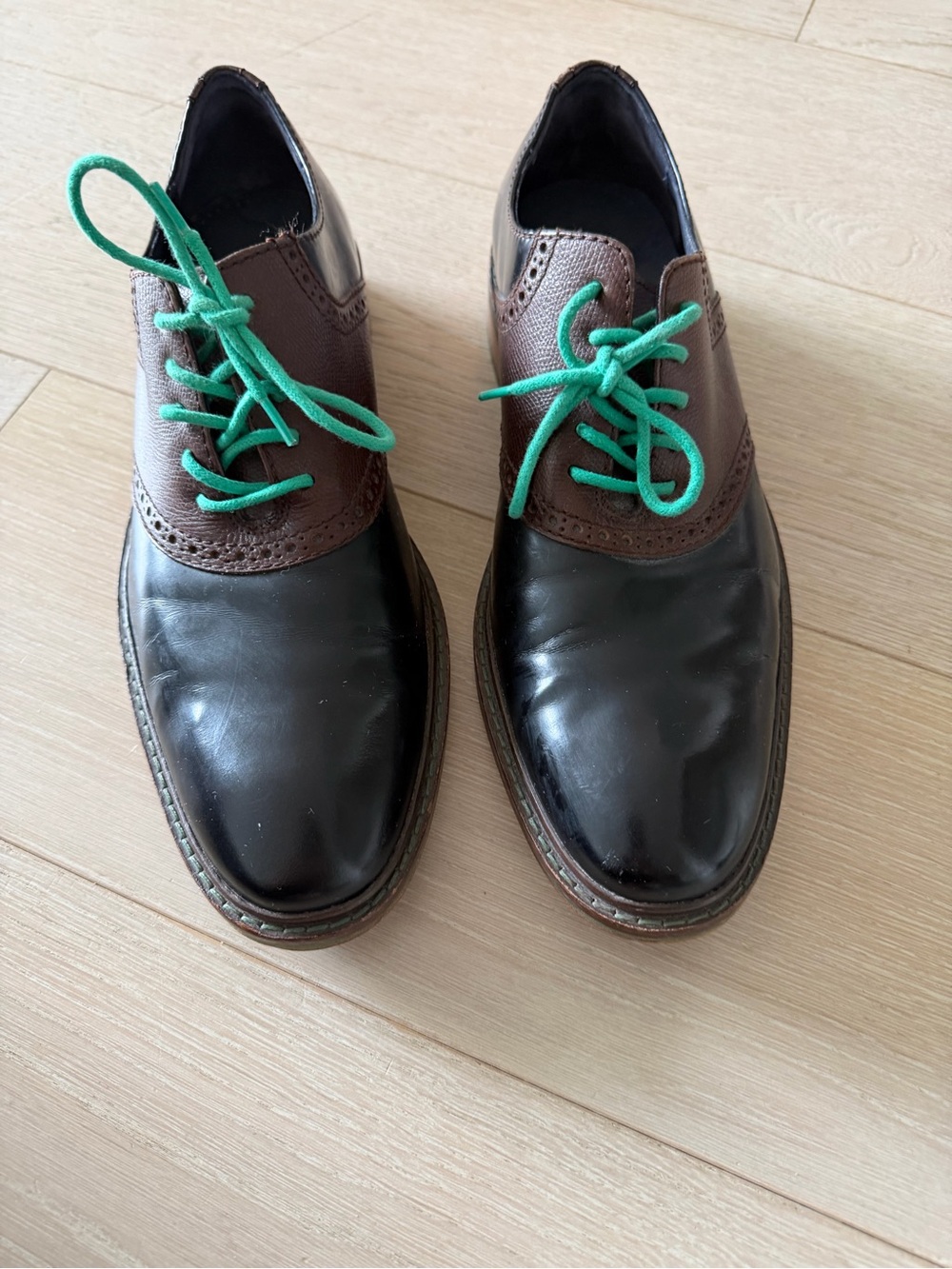 Authentic men’s Cole Haan two tone colton winter saddle oxfords sz 9 1/2 black